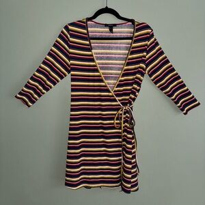 Forever 21 Multicolor Striped Long Sleeve Dress
